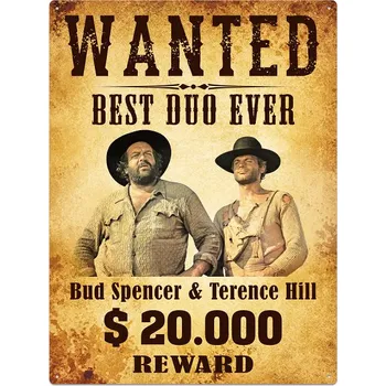 Plakát Cedule Bud Spencer a Terence Hill Wanted 30x40cm