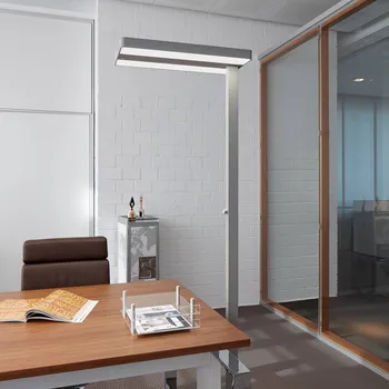 Lampička LED stojací lampa MAULjuvis, stříbrná, 196 cm, stmívatelné - Hlava - délka 28 cm, šířka 61 cm, výška 4,2 cm; sloupek - délka 3,5 cm, šířka 5,3 cm; délka kabelu 250 cm; základna - délka 45 cm, šířka 30 cm stříbro 2 x 17 W LED + 1 x 34 W LED - Doprava zdarm