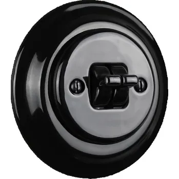 vypínač Elhard Kulatý keramický vypínač s páčkami č.5, černý - kompletní