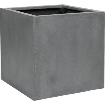 Květináč Pottery Pots Venkovní květináč čtvercový Block XL, Grey (barva šedá), kolekce Natural, kompozit Fiberstone, d 60 cm x š 60 cm x v 60 cm, objem cca 210 l