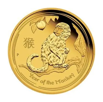 1/10 uncí zlatá mince Austrálie Lunar II opice 2016 - leštěná deska