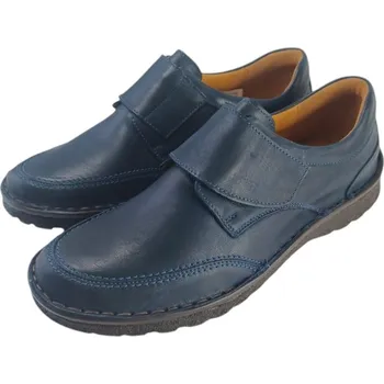 Pánské polobotky S 952 K - 048 kožené zdravotní pánské polobotky na suchý zip, barva tmavě modrá 46