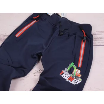 Tepláky Kugo HT0639 tmavomodré bagr oranžovozelený velikost oblečení - děti: 128