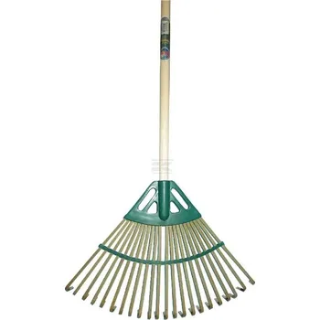 Hrábě Bambusové hrábě na listí s násadou 120 cm Atlas (KP-1316250) (Hrábě na listí vhodné na vyhrabání suché trávy z trávníku, bambusové prsty 22 kusů, pracovní část 48 cm, zuby jsou připevněny na plastovém držáku, dřevěná násada 120 cm.)