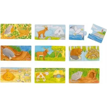 Puzzle GOKI PUZZLE PUZZLE KDO KDE BYDLÍ ZVÍŘÁTKA ZVÍŘATA