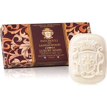 Mýdlo Saponificio Artigianale Fiorentino Sa Fiorentino - Přírodní tuhá mýdla Patchouli a santalové dřevo 3 ks - 125 g