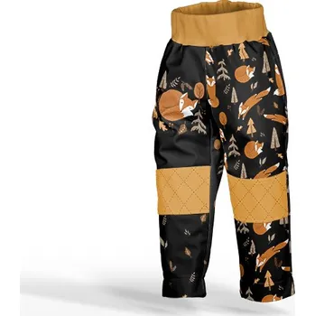 Panel se střihem na softshell kalhoty podzimní lišky černé 104