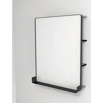 Zrcadlo LED zrcadlo do koupelny s osvětlením Devo Sonus 2.0 s poličkou 75,5 x 94 cm IP 44 šedá/černá SO2-LU75x94x27-F91