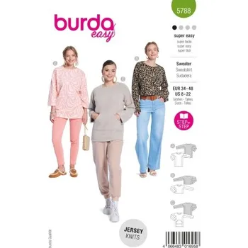 Volný čas Střih Burda 5788 na dámskou mikinu a svetr -