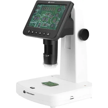 Mikroskop TOOLCRAFT TO-9076404 TOOLCRAFT 12.7 cm (5) LCD digitální mikroskop s polarizátorem 300 x dopadající světlo, procházející