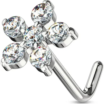 Piercing Šperky4U Zahnutý piercing do nosu, kytička - N0084-C