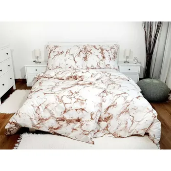 Povlečení LUXUSNÍ BAVLNĚNÉ POVLEČENÍ DE LUXE 140x200/70x90cm MRAMOR HNĚDÝ