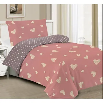 Povlečení BAVLNĚNÉ POVLEČENÍ DUO SRDÍČKA 140 x 200, 70 x 90 cm zipový uzávěr