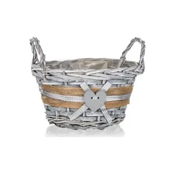 HOME DECOR Košík proutěný s uchy GRIS 19 x 11 cm, kulatý