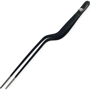 Kuchyňská pinzeta Multifunkční zahnutá pinzeta pro kuchaře Dellinger Black 300 mm