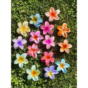 Karnevalový doplněk Skřipec havajská květina plumérie - Barva Oranžová