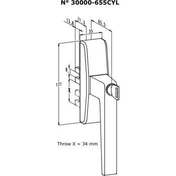 Okenní klika Sobinco klika art. 30000-655 CYL - uzamykatelná s klíčkem