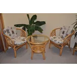 Axin Trading s.r.o. Ratanová sedací souprava Bahama malá medová polstry motiv srdce LOVE