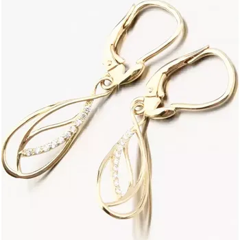 Náušnice Dámské náušnice žluté zlato 585 zirkon visací 663P-120405