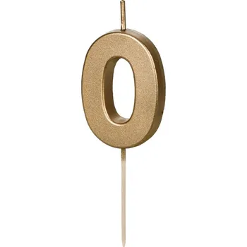 Dortová svíčka Svíčka na dort zlatá "číslo 0", 4,5 cm
