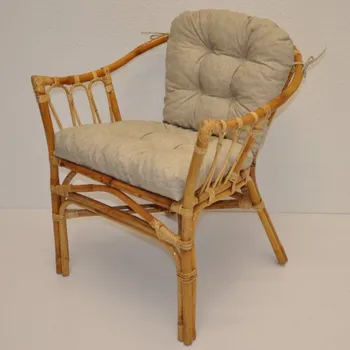 Křeslo Ratanové křeslo s polstrem - tmavě béžový melír - Ratanové křeslo s polstrem - tmavě béžový melír ( šhv=65x67x77cm)