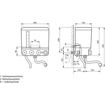 Ohřívač vody Vaillant průtokový ohřívač vody s baterií 5121 5121