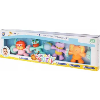 Hračka na kočárek Chrastítko na kočárek plastové Baby Animal Rattle 45 x 7,5 cm zvířátka
