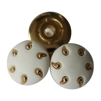 Knoflík Knoflík dámský DILL 18948 22/40 bílý ze zlatem - Bílá, 25 mm