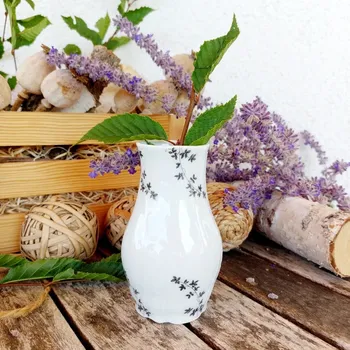 BERNADOTTE váza 11,5 cm, černé větvičky, Thun 1794 (Porcelánová váza 2. jakost)