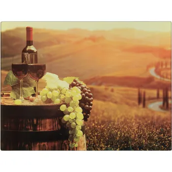 LIVARNO home Skleněné kuchyňské prkénko (velké/motiv vína)