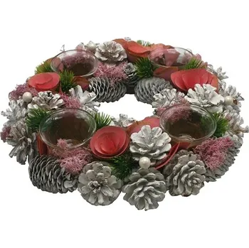 Vánoce GOBA Vánoční věnec - růžové Vánoce, 32 cm