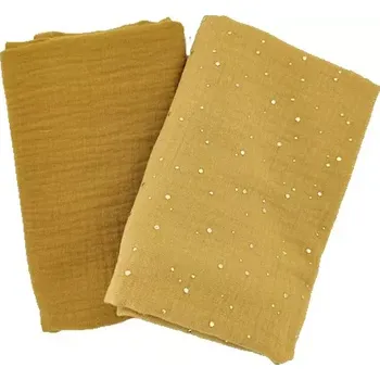 Dětské mušelínové pleny sada okrová se zlatými tečkami