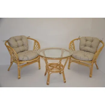 Sedací souprava Axin Trading2 Ratanová sedací souprava Bahama malá medová polstry tmavě béžový melír