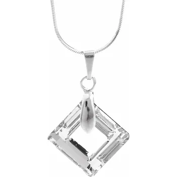 Módní doplněk JSB bijoux s.r.o. Stříbrný náhrdelník čtvercový děravý krystal Swarovski Crystal (Stříbro 925/1000)