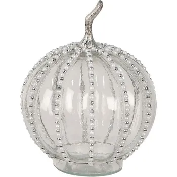 Transparentní skleněná dýně Pumpkin s korálky L - Ø 20*27 cm
