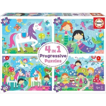 Puzzle Puzzle Kouzelní přátelé 4v1 (20,40,60,80 dílků)