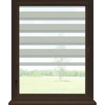 Roleta Dekodum Roleta den a noc v hnědé kazetě soft, barva látky Šedá Šířka (cm): 32, Výška (cm): Standardní (do 150 cm), Strana mechanismu: Levá