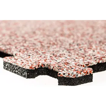 Černo-bílo-červeno-šedá podlahová guma (puzzle - okraj) FLOMA Sandwich - 100 x 100 x 2,5 cm