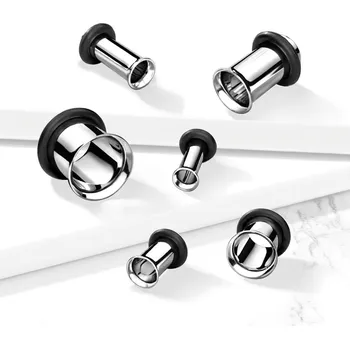 Piercing Šperky4U Ocelový tunel do ucha s gumičkou - TN01001-04