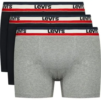 Boxerky Pánské boxerky 3Pack 37149-0544 black/grey - Levi's S