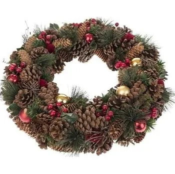 Výtvarná sada Vánoční věnec s červenými doplňky 48 cm