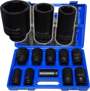 Gola hlavice ADLER Nástrčné rázové hlavice, dlouhé 22-41mm 3/4'' cal , sada 10ks šestihranných klíčů