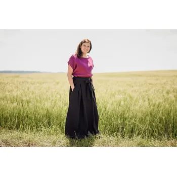 Dámská sukně Nelly Lněná dámská sukně dlouhá - černá velikost: XL