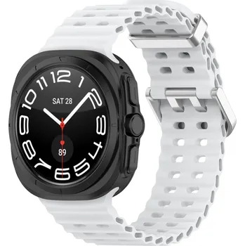 Příslušenství k chytrým hodinkám eses Silikonový dírkovaný řemínek pro Samsung Galaxy Watch Ultra 47 mm - Bílý
