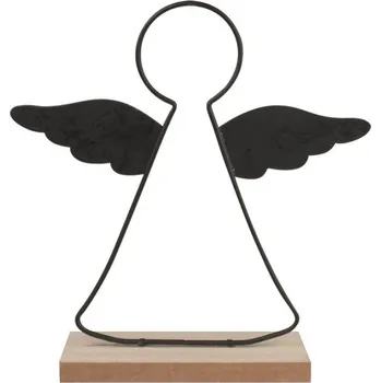 Vánoce Kovový anděl na postavení černý 20 x 20 cm