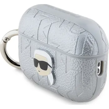 Karl Lagerfeld PU Embossed Karl Head pouzdro AirPods Pro 2 stříbrné