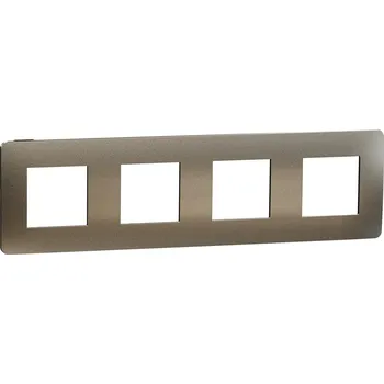 Schneider Electric NU280852M Unica Studio Metal - Krycí rámeček čtyřnásobný, Bronze/Černý