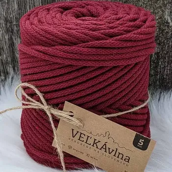 Příze Velká vlna Špagát 5mm Pivoňka vínová (Špagátová příze 5mm Pivonka bordová)