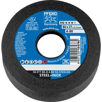 Brusný kotouč Pferd 63418702 | Brusný hrncový kotouč válcový 80x8x22,23 mm, Z80, SG STEELOX