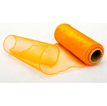 Svatební dekorace Organza, barva-ORANŽOVÁ TŘPYT, 10cm x 10m, 1 kus